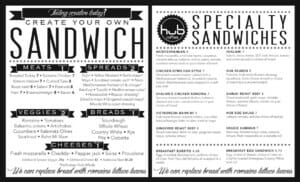 Hub Sandwich Menu