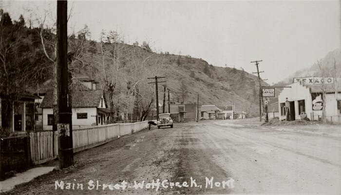 Main Street Wolf Creek, 1930's - photo www.helenahistory.org