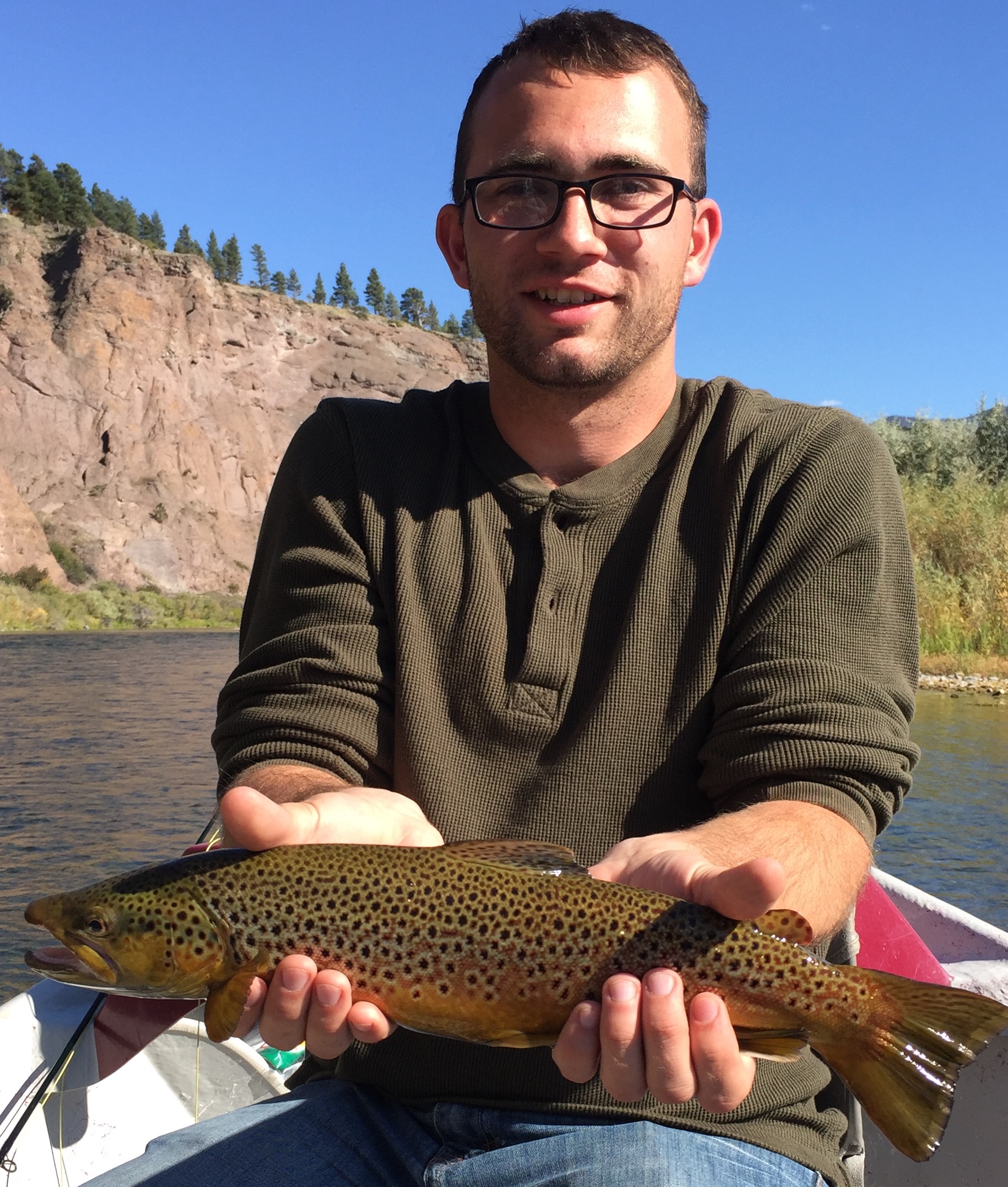 Aaron with a fine Missouri River brown 