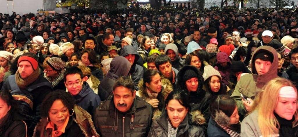 Shoppers eagerly await the opening of the doors on Black Friday 