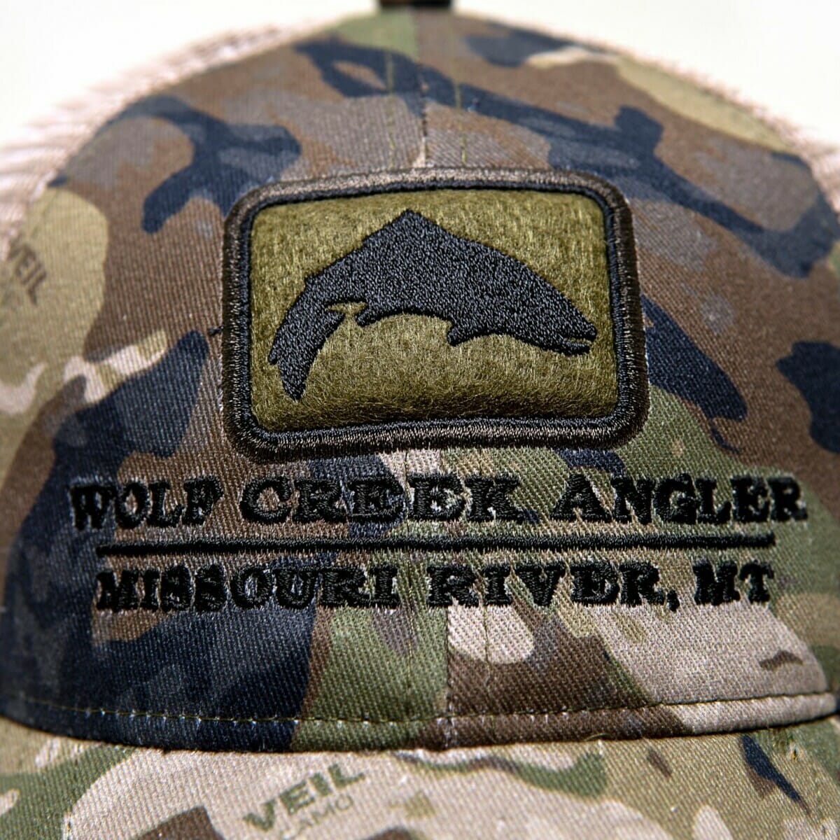 Simms Trout Patch Trucker Hex Camo Carbon Cap - Armadale Angling